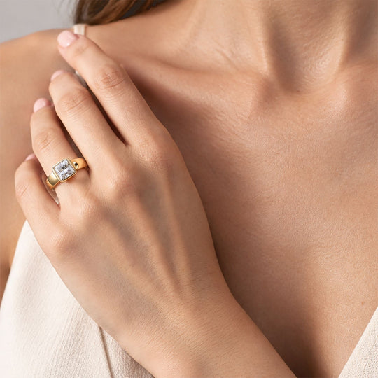 LUXURIANT DIAMOND - Lab Grown Diamant SI-GH Ring 925 Silber 750 Gelbgold vermeil (Größe 18.00) ca. 1,00 ct