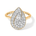 LUXURIANT DIAMOND - Lab Grown Diamant SI-GH Ring 925 Silber 750 Gelbgold vermeil (Größe 16.00) ca. 1,50 ct