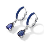 Laborgezüchteter Ceylon-Blau-Saphir Ohrringe 925 Silber Rhodiniert ca. 0,95 ct.