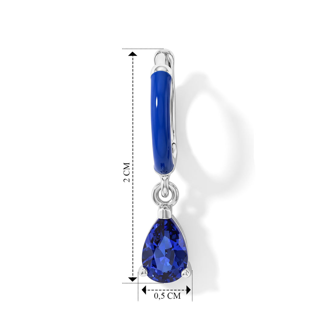 Laborgezüchteter Ceylon-Blau-Saphir Ohrringe 925 Silber Rhodiniert ca. 0,95 ct.
