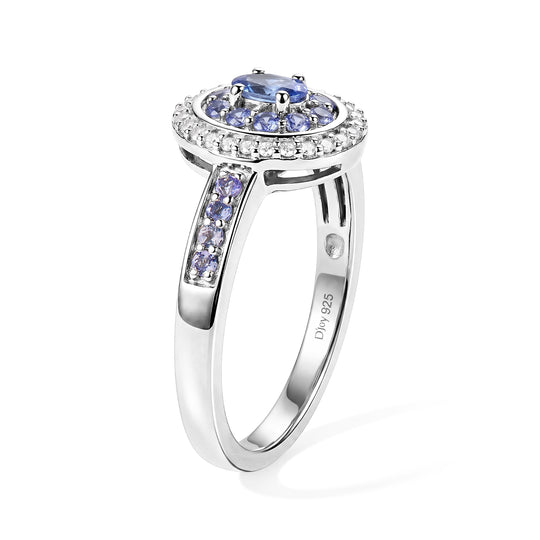 D'Joy Tansanit Ring 925 Silber Rhodiniert (Größe 20.00)  ca. 0,79 ct