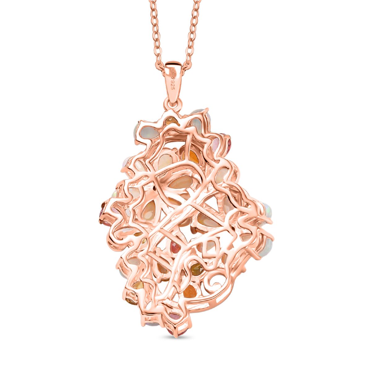 D'Joy äthiopischer Welo Opal Multi-Turmalin und Moissanit Ring und Anhänger mit 50cm Kette