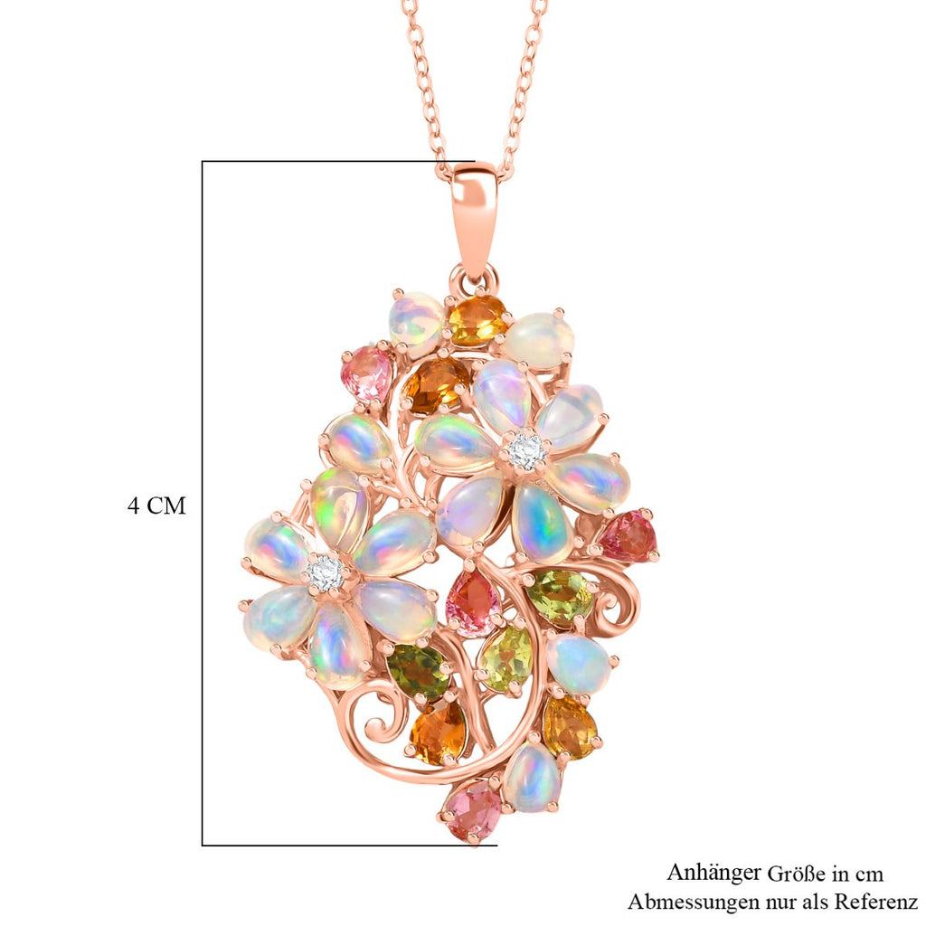 D'Joy äthiopischer Welo Opal Multi-Turmalin und Moissanit Ring und Anhänger mit 50cm Kette