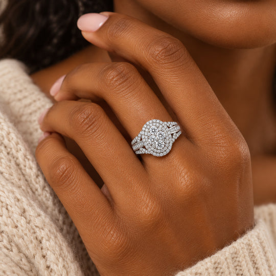 LUXURIANT DIAMOND - Lab Grown Diamant SGL zertifiziert SI-GH Ring 925 Silber Rhodiniert (Größe 21.00)  ca. 2.00 ct