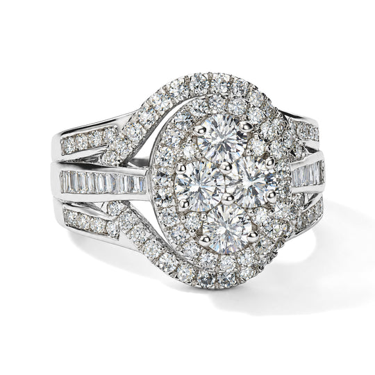 LUXURIANT DIAMOND - Lab Grown Diamant SGL zertifiziert SI-GH Ring 925 Silber Rhodiniert (Größe 21.00)  ca. 2.00 ct