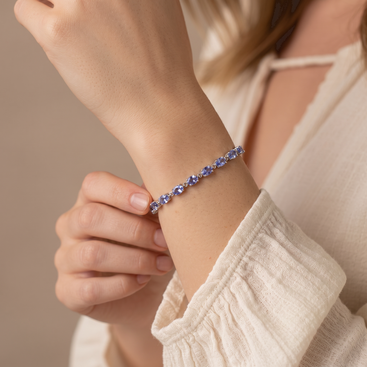 D'Joy AA Tansanit Armband (10-15 Werktage Lieferzeit) ca. 19 cm 925 Silber Rhodiniert ca. 7,94 ct.
