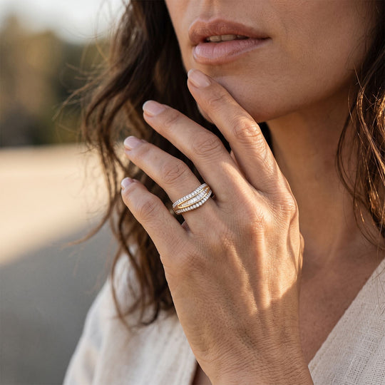 LUXURIANT DIAMOND - Lab Grown Diamant SI-GH Ring 925 Silber 750 Gelbgold vermeil (Größe 17.00) ca. 0,50 ct
