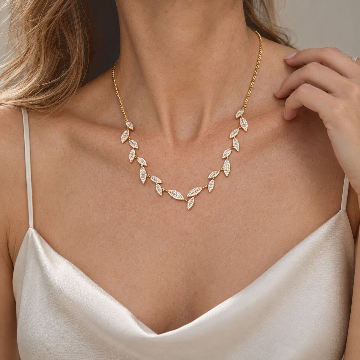 LUXURIANT DIAMOND - Lab Grown Diamant SGL zertifiziert SI-GH Halskette ca. 45 cm 925 Silber 750 Gelbgold vermeil ca. 4,08 ct.