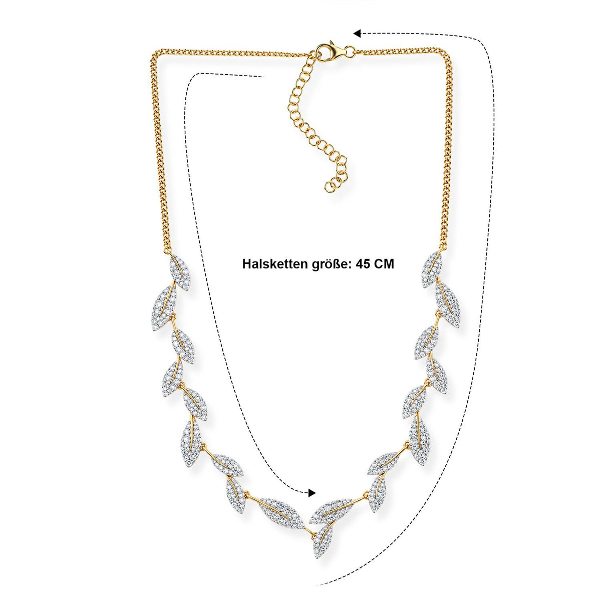 LUXURIANT DIAMOND - Lab Grown Diamant SGL zertifiziert SI-GH Halskette ca. 45 cm 925 Silber 750 Gelbgold vermeil ca. 4,08 ct.