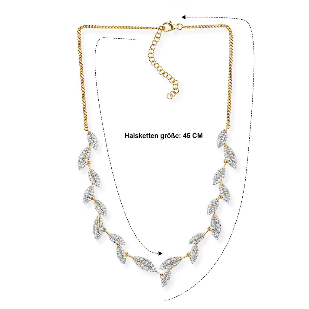 LUXURIANT DIAMOND - Lab Grown Diamant SGL zertifiziert SI-GH Halskette ca. 45 cm 925 Silber 750 Gelbgold vermeil ca. 4,08 ct.