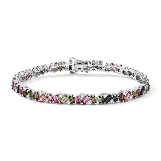 D'Joy AA Mehrfarbig-Turmalin Armband ca. 19 cm 925 Silber Rhodiniert ca. 8,68 ct.
