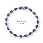 Laborgezüchteter Ceylon-Blau-Saphir Armband ca. 19 cm 925 Silber Rhodiniert ca. 12,92 ct.