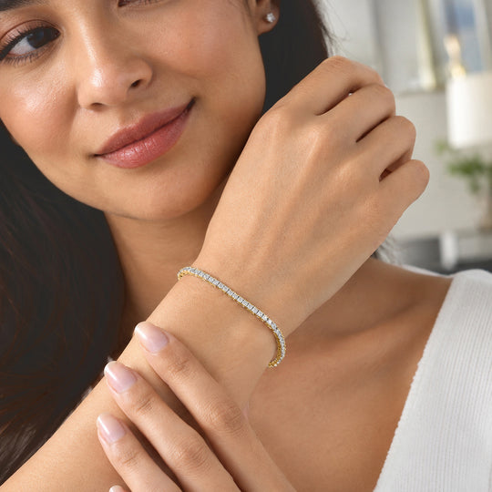 LUXURIANT DIAMOND - Lab Grown Diamant SGL zertifiziert SI-GH Armband ca. 16.5 cm 925 Silber 750 Gelbgold vermeil ca. 2,75 ct.