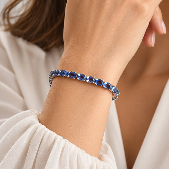 D'Joy Farbwechsel Fluorit Armband  ca. 19 cm 925 Silber Rhodiniert ca. 26,91 ct.