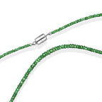 Tsavorite Granat Halskette ca. 45 cm 925 Silber Rhodiniert ca. 42,00 ct.