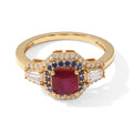 D'Joy AA Afrikanischer Rubin (Fissure gefüllt), Moissanit Ring 925 Silber 750 Gelbgold vermeil (Größe 17.00) ca. 2,52 ct
