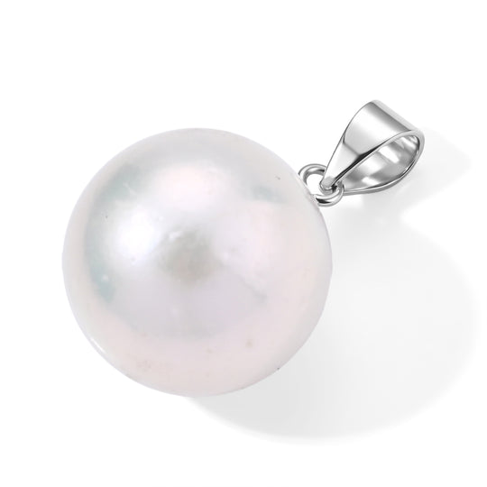 D'Joy Weiße Edison Perle (14-15 mm) Anhänger 925 Silber Vergoldet