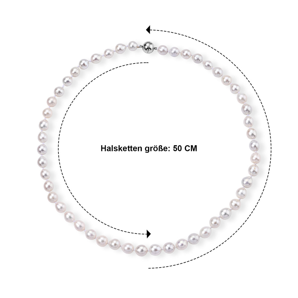 Weiße Edison Perle (8-9 mm) Halskette ca. 50 cm 316L Edelstahl