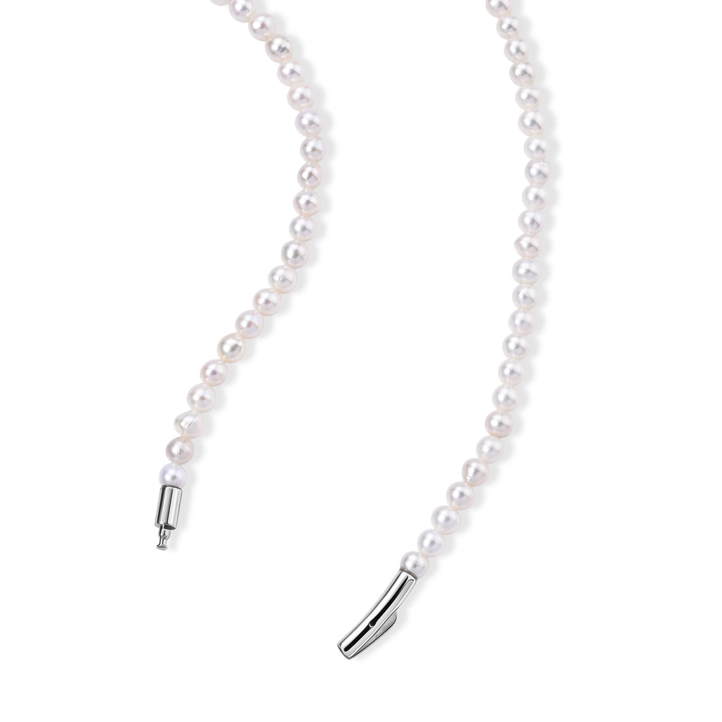 Weiße Edison Perle (5-5.5 mm) Halskette ca. 50 cm 316L Edelstahl