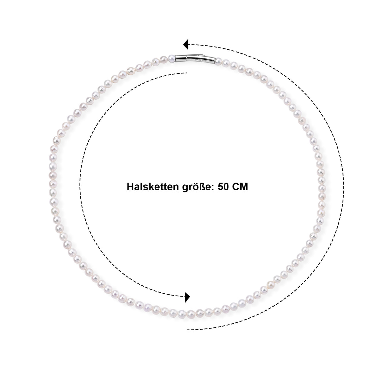 Weiße Edison Perle (5-5.5 mm) Halskette ca. 50 cm 316L Edelstahl