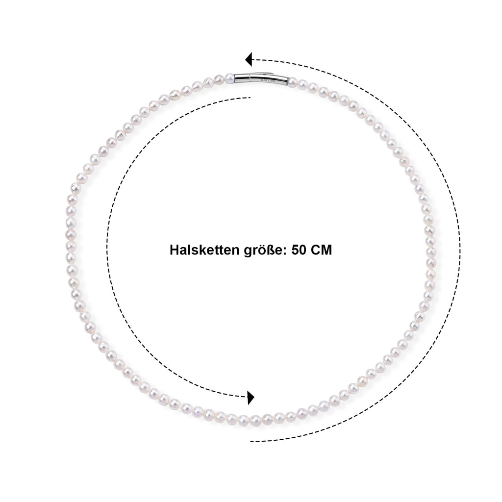 Weiße Edison Perle (5-5.5 mm) Halskette ca. 50 cm 316L Edelstahl