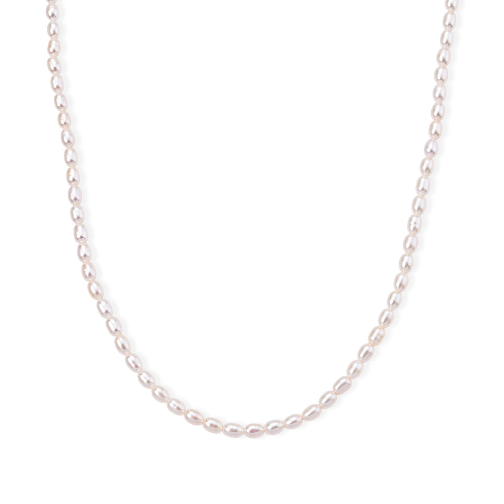 Weiße Süßwasser Perle (5-5.5 mm) Halskette ca. 50 cm 316L Edelstahl