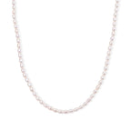 Weiße Süßwasser Perle (5-5.5 mm) Halskette ca. 50 cm 316L Edelstahl