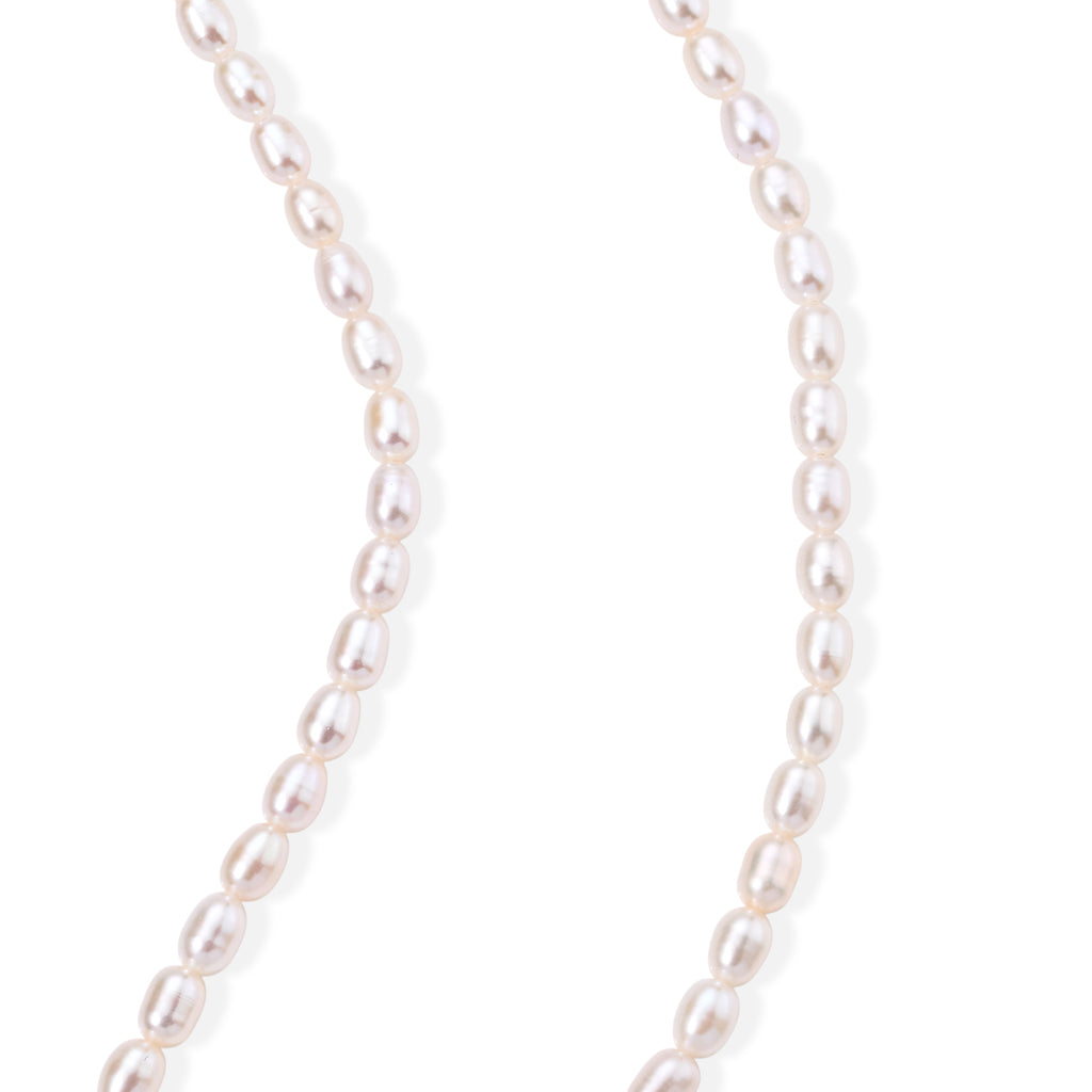 Weiße Süßwasser Perle (5-5.5 mm) Halskette ca. 50 cm 316L Edelstahl