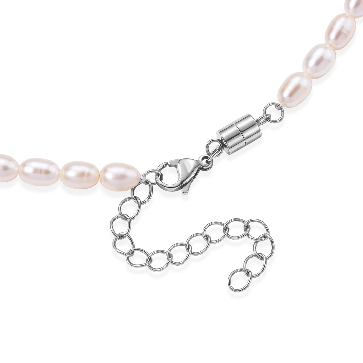 Weiße Süßwasser Perle (5-5.5 mm) Halskette ca. 50 cm 316L Edelstahl