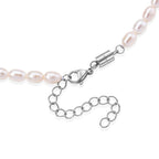 Weiße Süßwasser Perle (5-5.5 mm) Halskette ca. 50 cm 316L Edelstahl