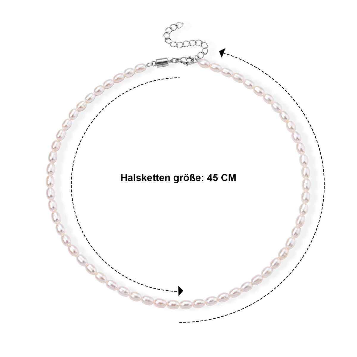 Weiße Süßwasser Perle (5-5.5 mm) Halskette ca. 50 cm 316L Edelstahl
