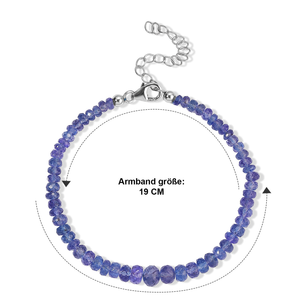 D'Joy AAA Tansanit Armband ca. 19 cm 925 Silber Rhodiniert ca. 36,50 ct.