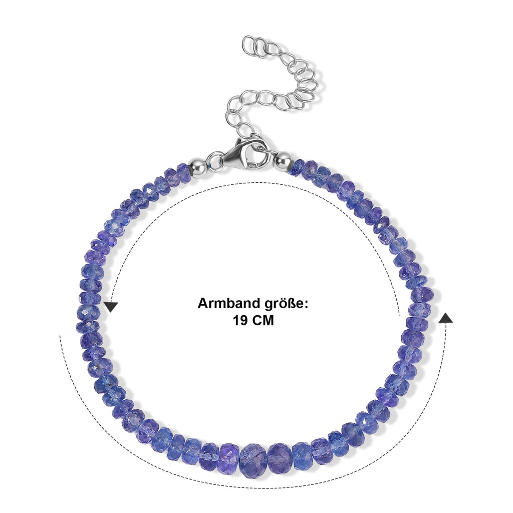 D'Joy AAA Tansanit Armband ca. 19 cm 925 Silber Rhodiniert ca. 36,50 ct.