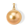 AAA Goldene Südsee Perle (15 mm) Anhänger 750 Gold