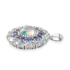 Natürlicher, äthiopischer Opal und AA Tansanit-Anhänger, 925 Silber platiniert ca. 4,36 ct