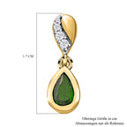 Natürliche Chromdiopsid und weiße Zirkon-Ohrringe, 925 Silber vergoldet ca. 0.98 ct