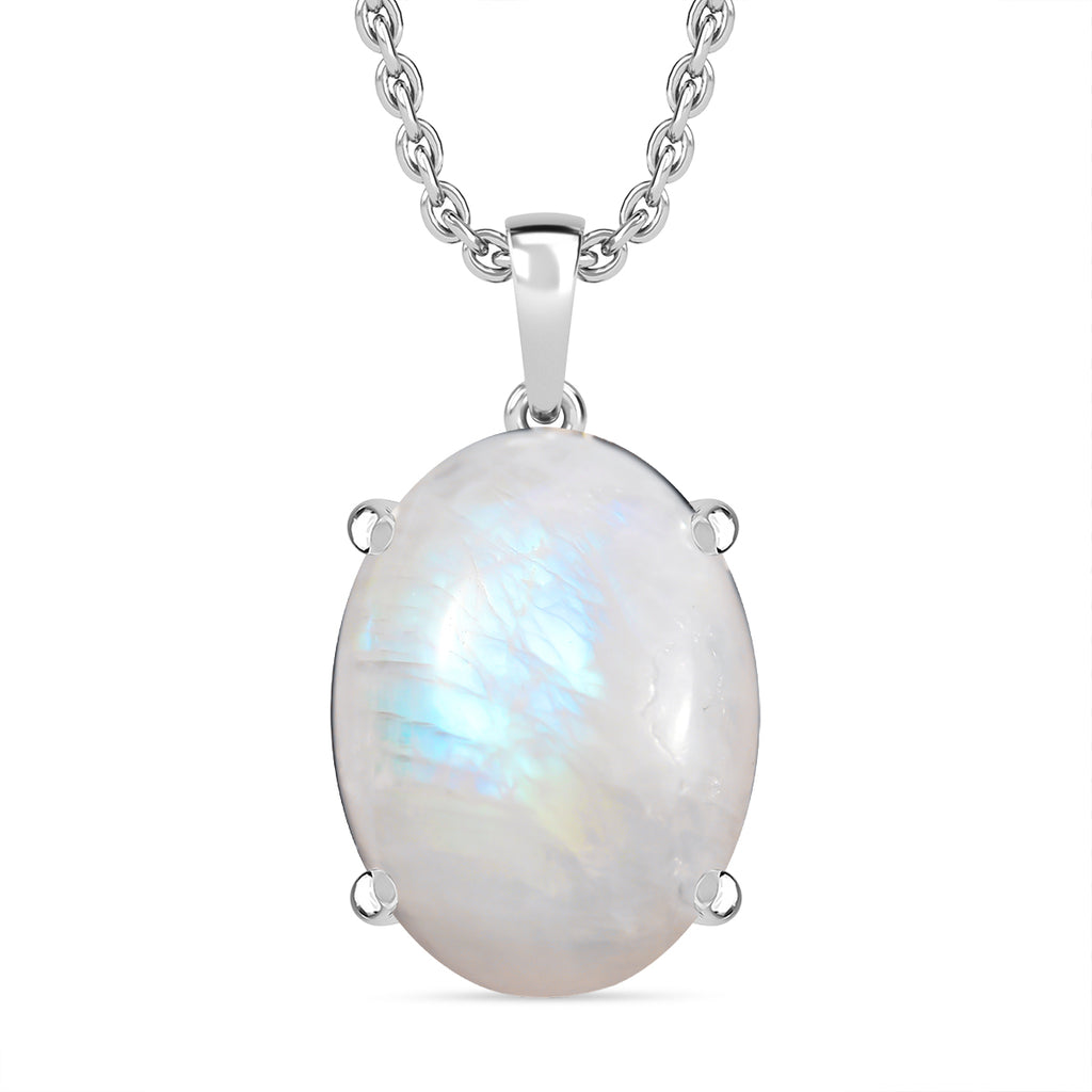 D'Joy AA Regenbogen Mondstein Ring und Anhänger mit 50cm Kette