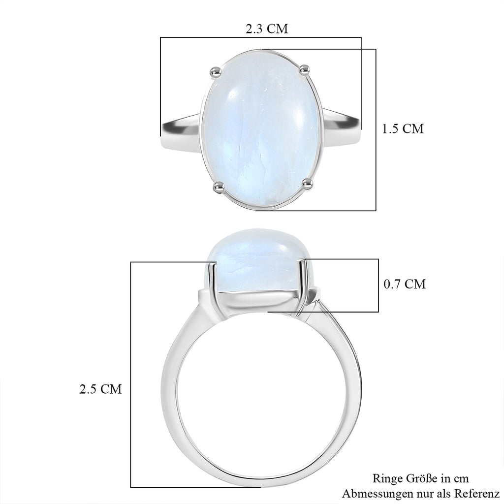 D'Joy AA Regenbogen Mondstein Ring und Anhänger mit 50cm Kette