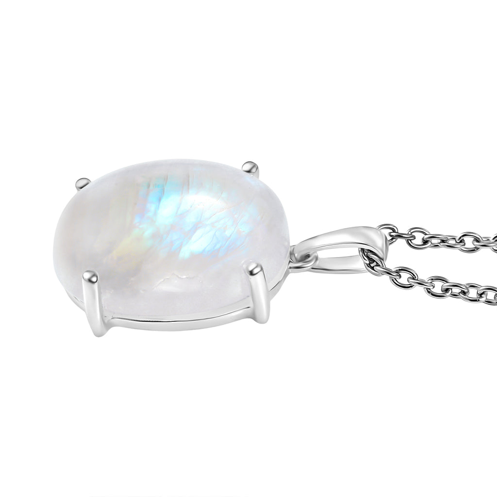 D'Joy AA Regenbogen Mondstein Ring und Anhänger mit 50cm Kette