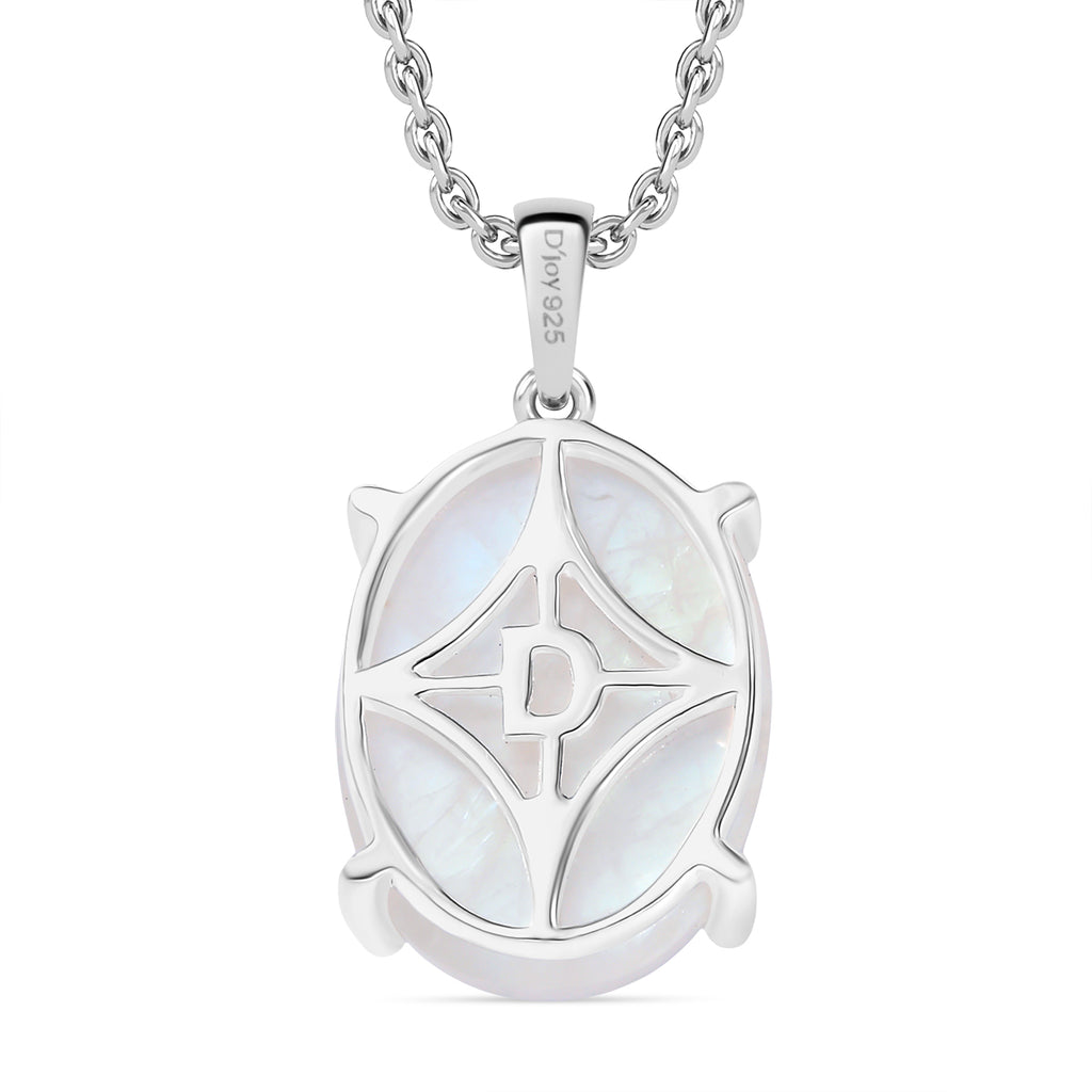 D'Joy AA Regenbogen Mondstein Ring und Anhänger mit 50cm Kette