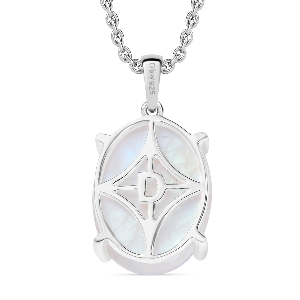 D'Joy AA Regenbogen Mondstein Ring und Anhänger mit 50cm Kette
