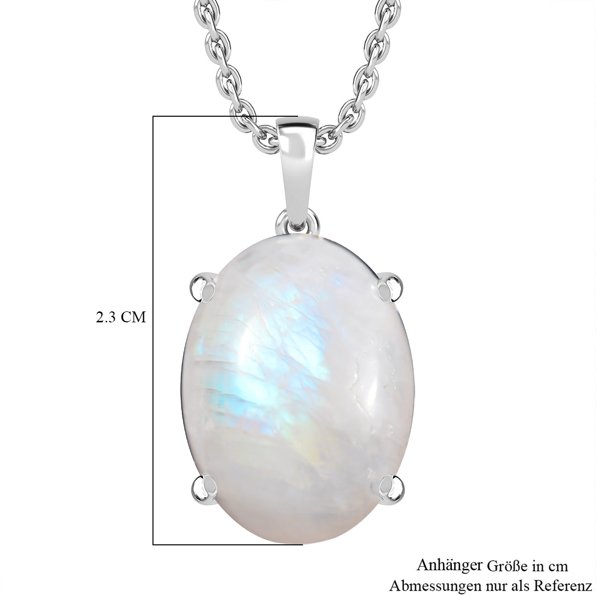 D'Joy AA Regenbogen Mondstein Ring und Anhänger mit 50cm Kette