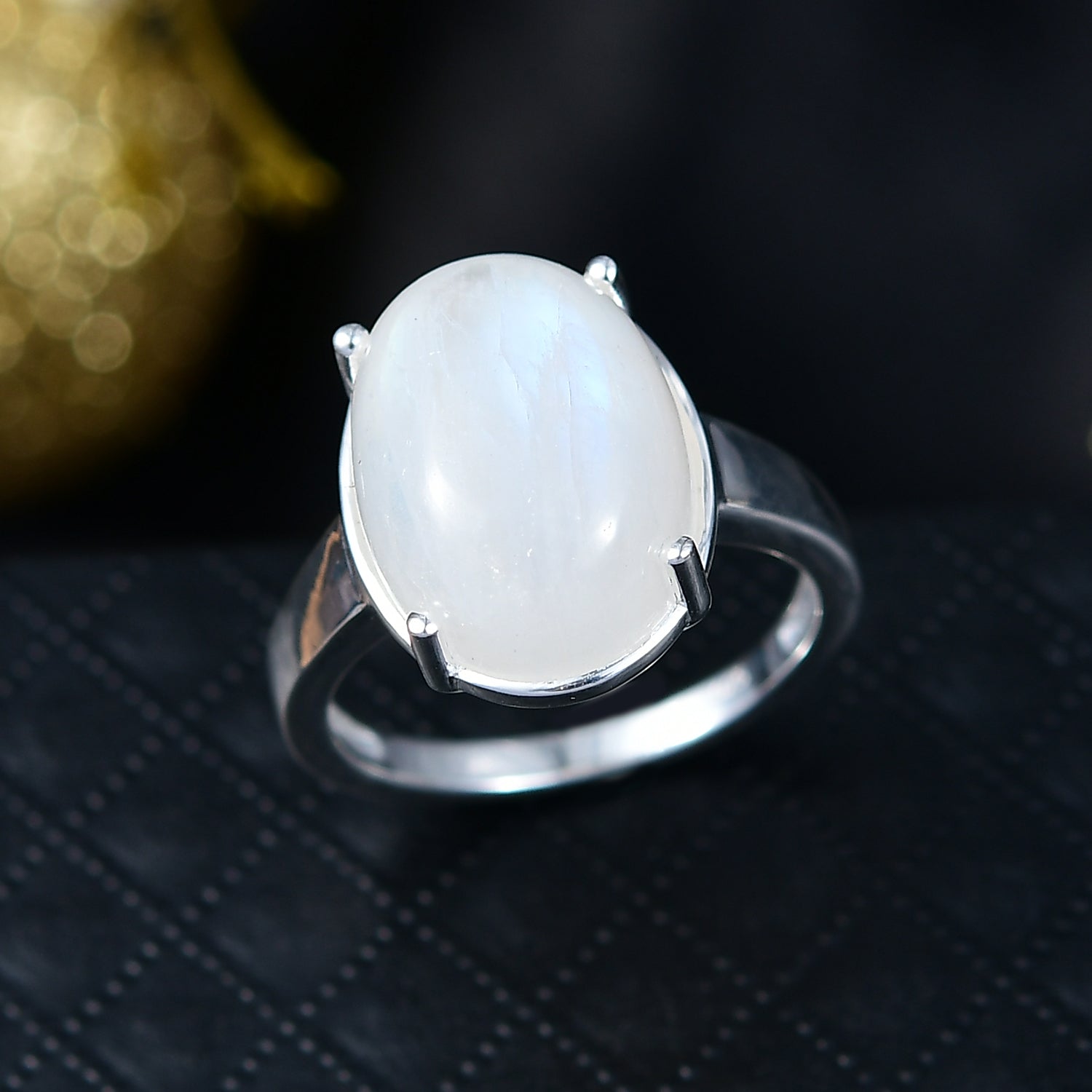 D'Joy AA Regenbogen Mondstein Ring und Anhänger mit 50cm Kette