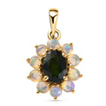 Natürlicher Chromdiopsid und äthiopischer Opal-Anhänger, 925 Silber vergoldet ca. 2,00 ct