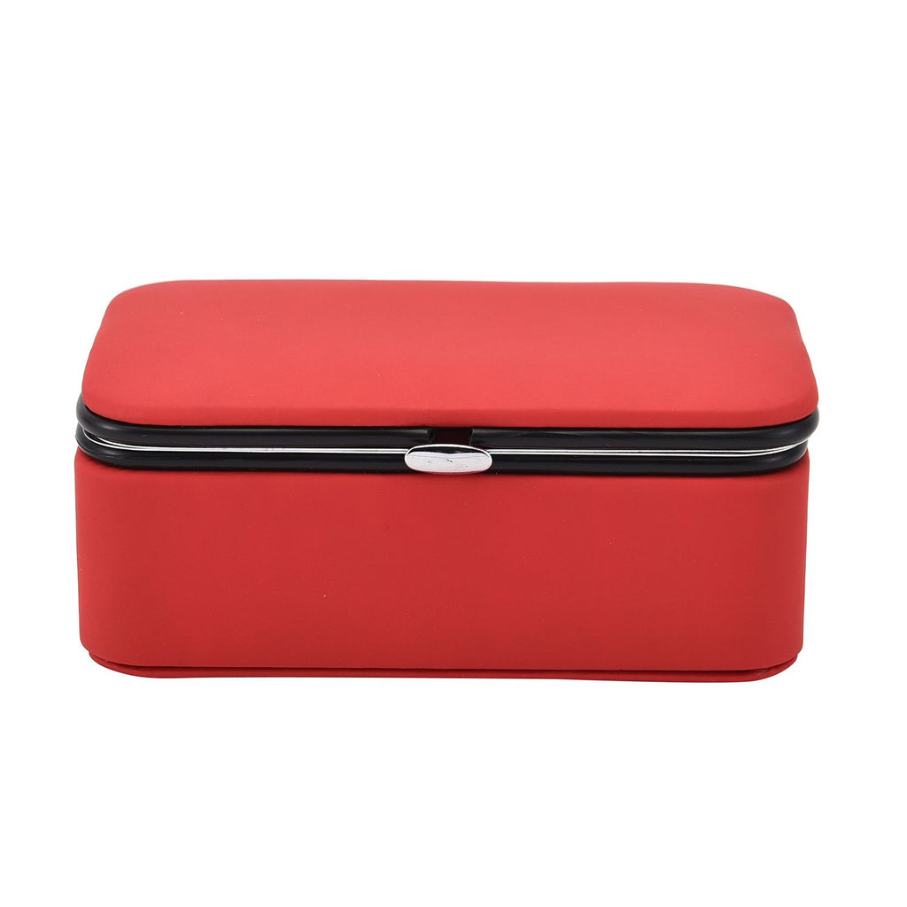 Schmuck-Organizer mit Anlaufschutz Futterung, 12x7.5x5 cm, Rot