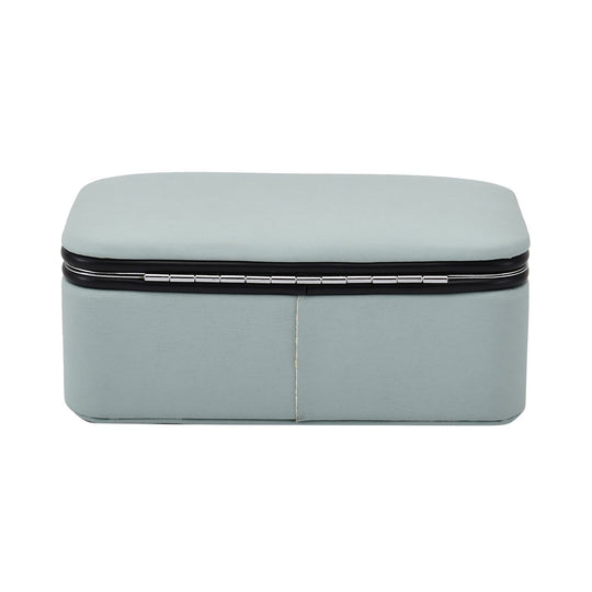 PU-Schmuck-Organizer mit Legierungsrand und Samtfutter, 12x7,5x5 cm, Blau