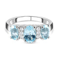 Espirito Santo Aquamarin-Ring, 925 Silber platiniert (Größe 17.00) ca. 1,59 ct