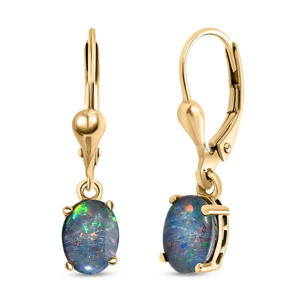 AAA Boulder Opal Triplette Ohrringe 925 Silber Platiniert ca. 1.87 ct