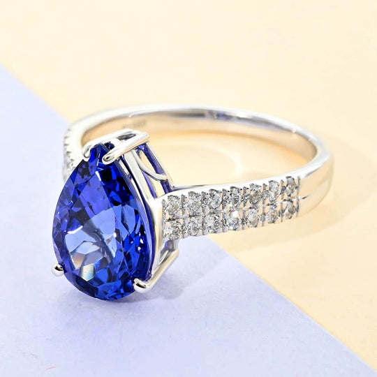 Rhapsody AAAA Tansanit, Weißer DiamantAGI zertifiziert Ringe 950 Platin (Größe 17.00) ca. 3.60 ct