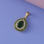 Natürlicher Chromdiopsid-Anhänger, 925 Silber vergoldet ca. 3,42 ct